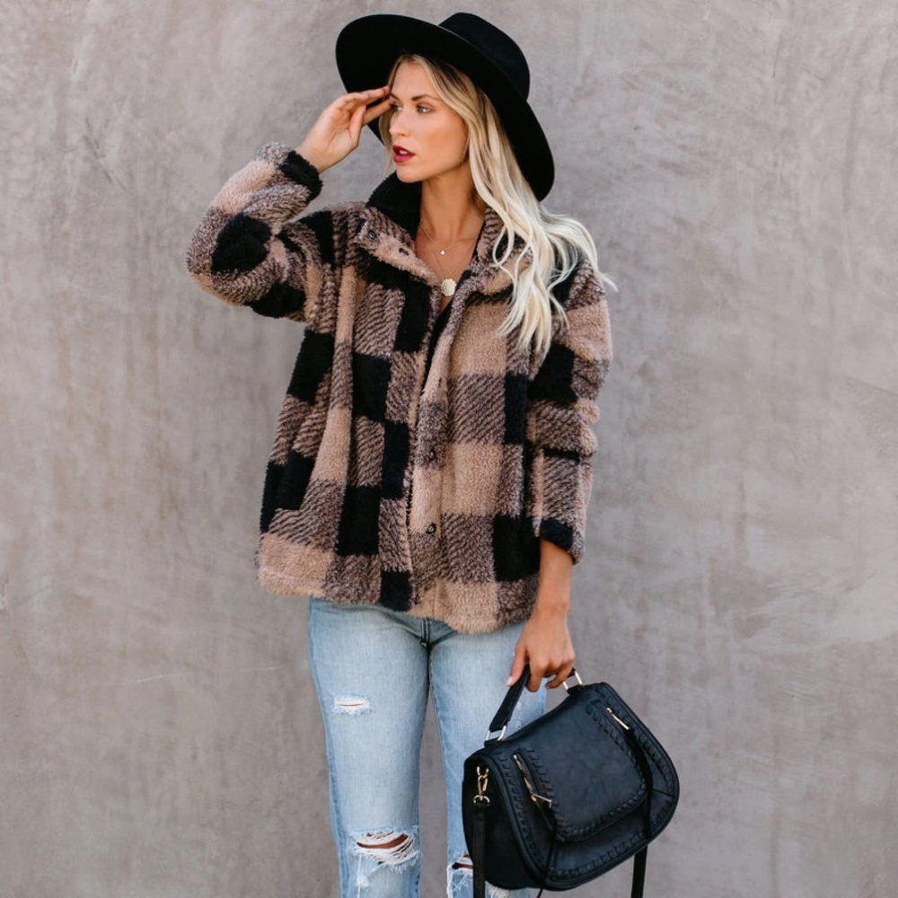 Vici Dolls Plaid Pocketed Jacket